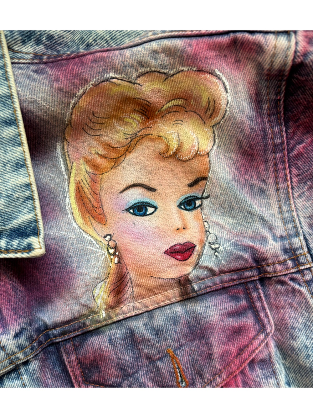 RARE Vintage Tony Alamo Barbie Solo in the Spotlight Hand Painted Denim Jacket - Picture 4 of 14